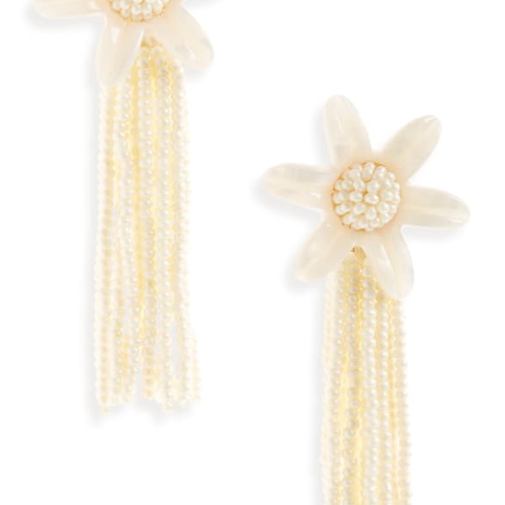 Madewell Beaded Tassel Flower Earrings